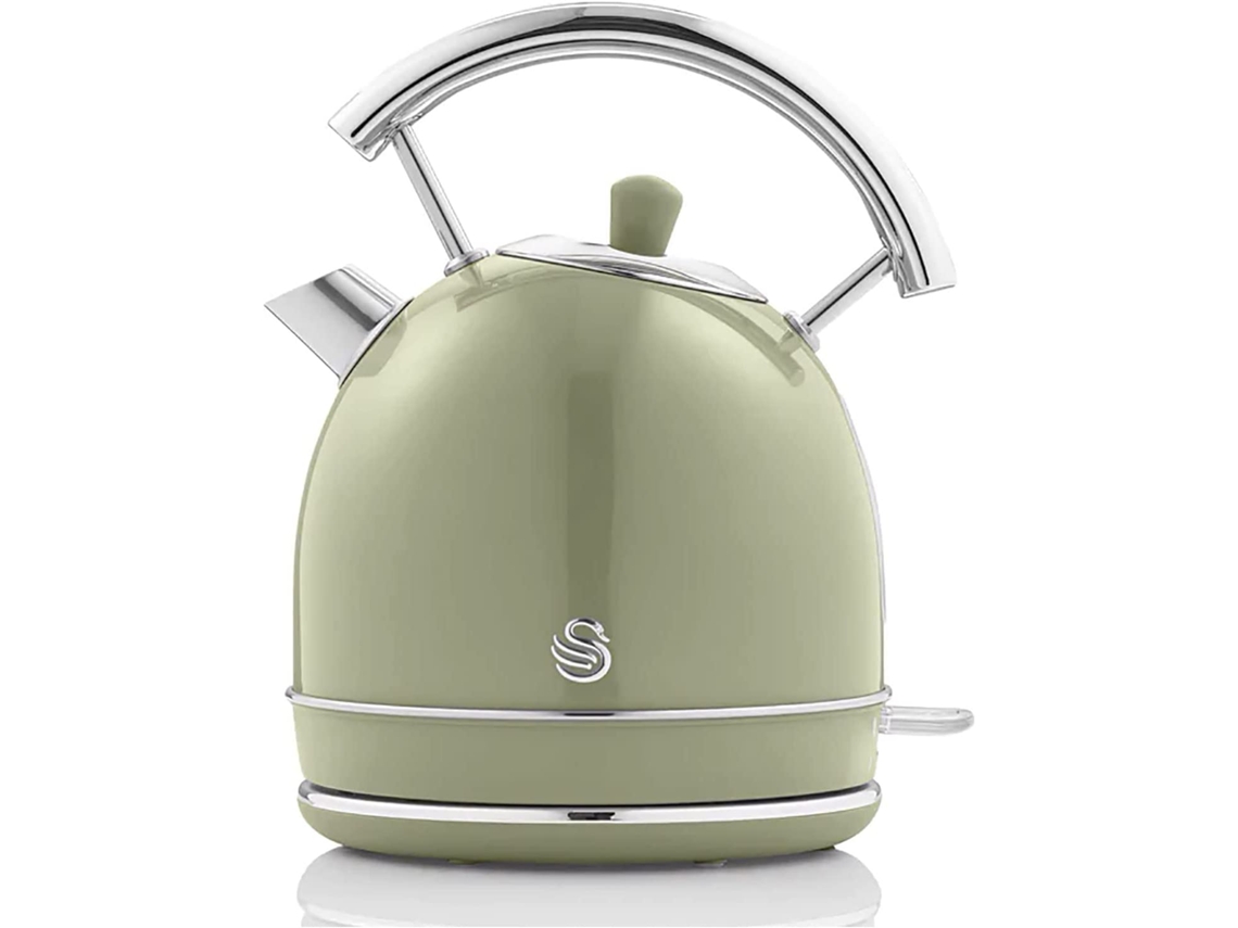 Retro Hervidor Agua Eléctrico, 1,8 L, Resistencia Oculta Acero Inoxidable, Sin Bpa, Inalámbrico Swan Sk14630gneu Verde