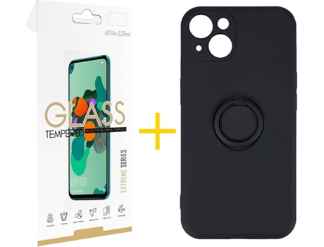 Carcasa + 1 Protector de Vidrio iPhone 13 Mini SKYHE Gel O-Ring Negro