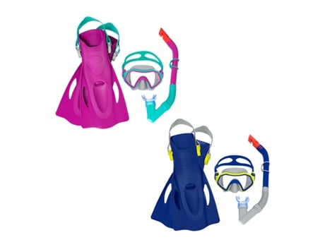 Gafas de Buceo con Tubo y Aletas BESTWAY 37-41 Azul (3 Unidades) (1 unidad)