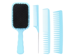 Set De Peine De Pelo 4 En 1: Cepillo Paddle Desenredante Para Cabello Mojado Y Seco, Longo, Grueso, Fino, Rizado Y Natural, Caja Azul