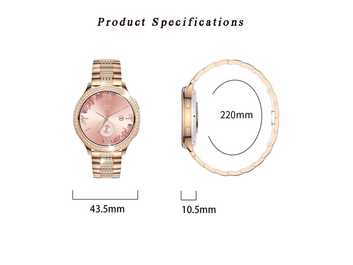 Reloj inteligente con llamadas Bluetooth, múltiples modos deportivos y detalles en diamantes, plateado Bestvite