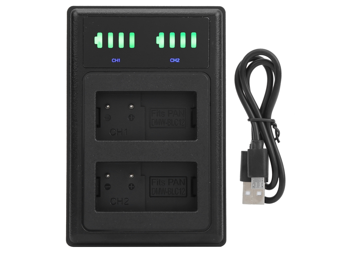 Cargador De Baterías Dual Para Cámara Con Lcd, Cargador Doble Para Batería Dmw-blc12