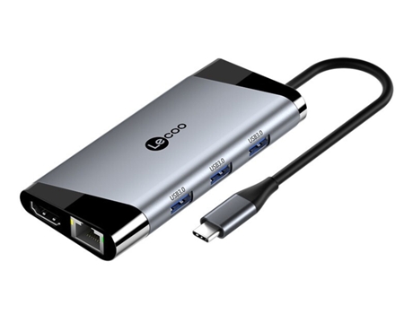 Adaptador LECOO Lkc1323 8In1 Tipo-C a 3Usb3.0 Pd100W 1000Mbps HDMI Sd/TF para Huawei Mate40/P50 S20