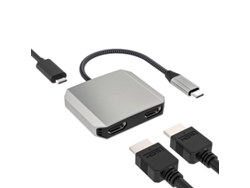 Estación de acoplamiento compatible con USB C a HDMI dual de Yizhood, adaptador compatible con HDMI 3 en 1 de 4k60hz, suministro de energía de 87 W, color gris