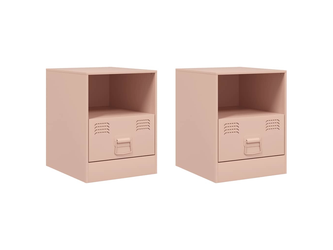 Maison Exclusive - Mesitas De Noche 2 Unidades Acero Rosa 34,5x39x44 Cm