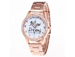 Reloj De Pareja De Cuarzo Con Correa De Acero Y Piedras Strass, Display Analógico