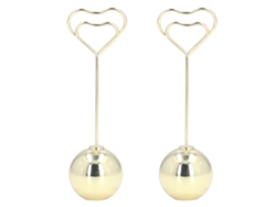 2pcs Portavasos De Mesa Corazón Metal Estable Resistente Para Tarjetas Nombre O Fotos Dorado