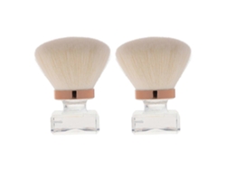 Juego de 2 brochas de maquillaje Rosewell para mujer, polvos sueltos, base, maquillaje diario, mango cómodo.