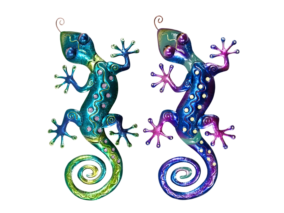 ORIGEN Home Decor - Adorno Lagarto Pack 2 Unidades Adorno Pared Jardin Azul - 1x30x60 cm