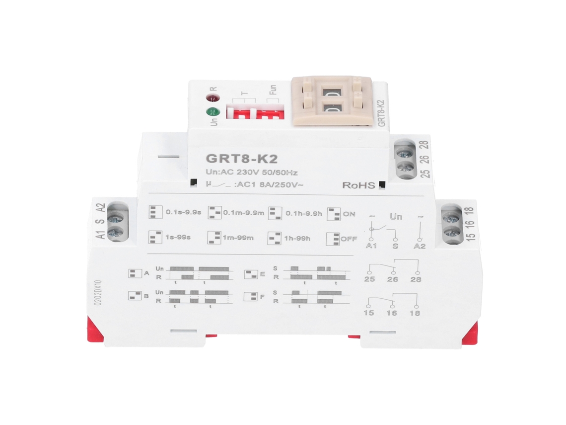 Relé Temporizador Ac230 50/60hz, 4 Modos, Retardo De 0,1 S A 99 H, Alta Precisión Grt8-k2