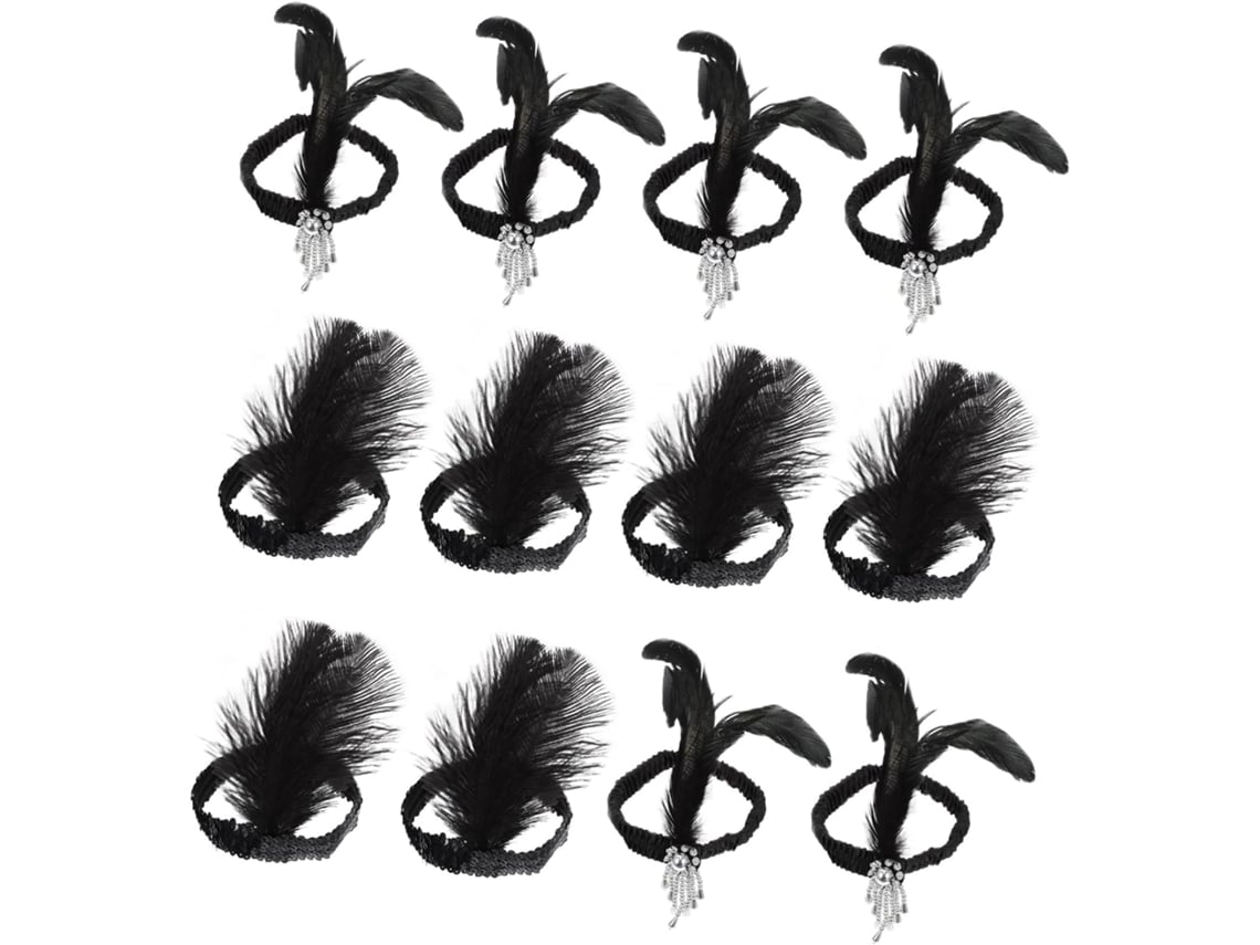 Conjunto De 12 Tiaras De Penas E Lantejoulas Para Adultos, Acessórios De Cabelo Leves.