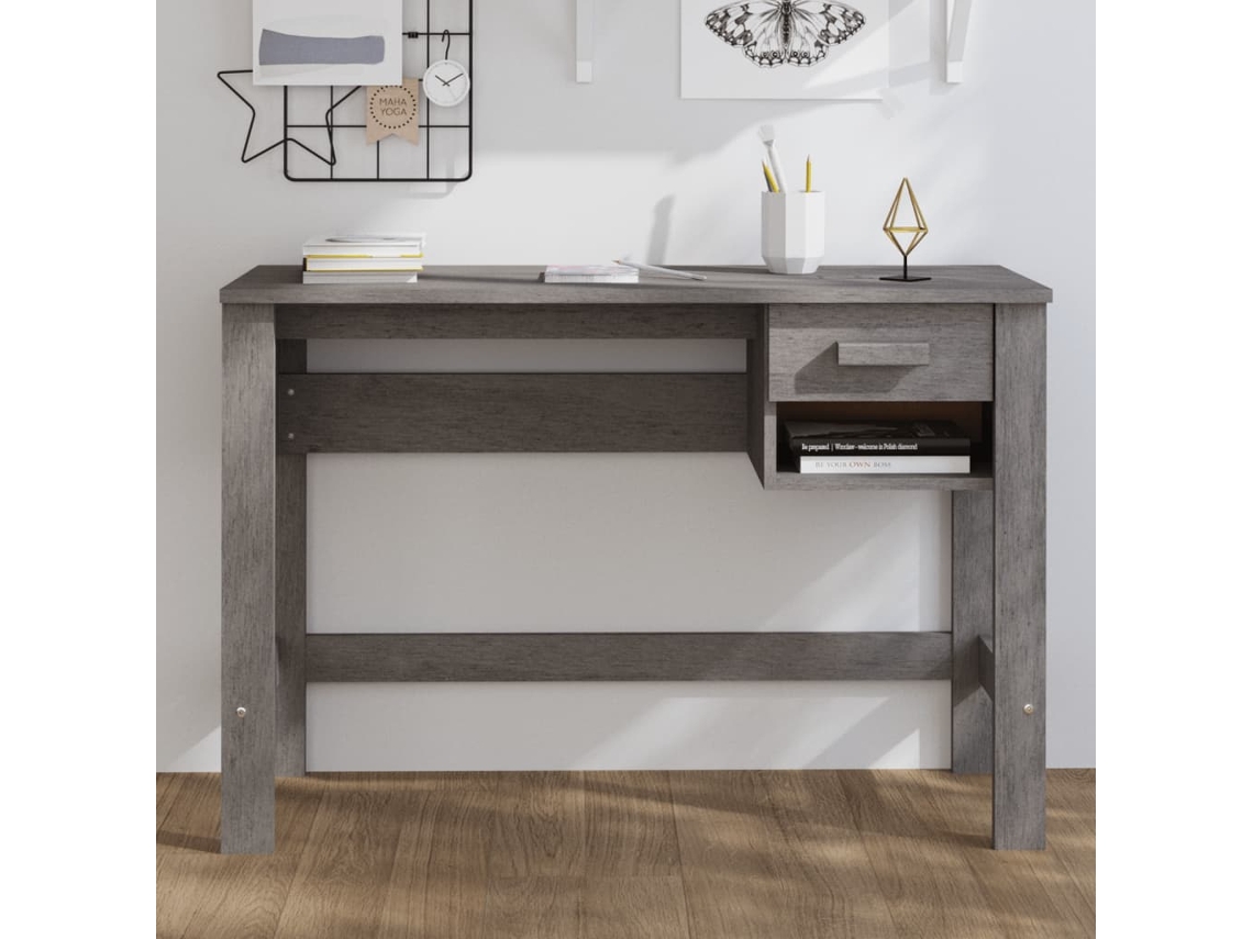 Escritorio | Mesa | Mesa de escritura Hamar 110x40x75 cm Pino macizo Gris claro