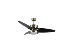 Ventilador Dc Cross 30w Cuero 3 Aspas Negro/nogal 6velocidades 3 Colores 3250lm 132d Remoto, Memoria Y Temporizador FABRILAMP