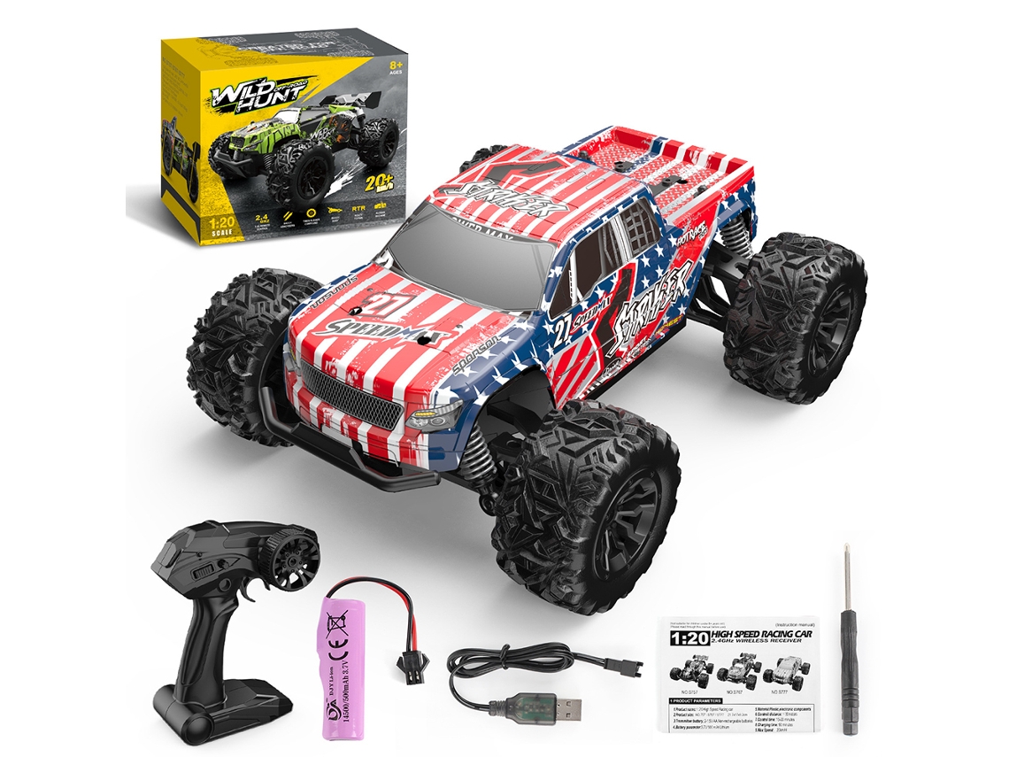 Coche todoterreno RC 1/20, 2,4 g, alta velocidad, escalada y derrape. Modelo de camión monstruo para carreras y diversión infantil. Rojo Aeuzwr