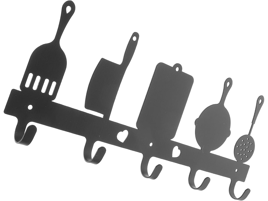 Gancho de pared Slowmoose, de hierro, para utensilios de cocina, negro.