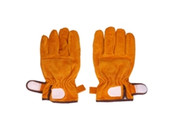 Guantes amarillos, resistentes a altas temperaturas y al fuego, para acampar y hacer barbacoas. Sin marca.