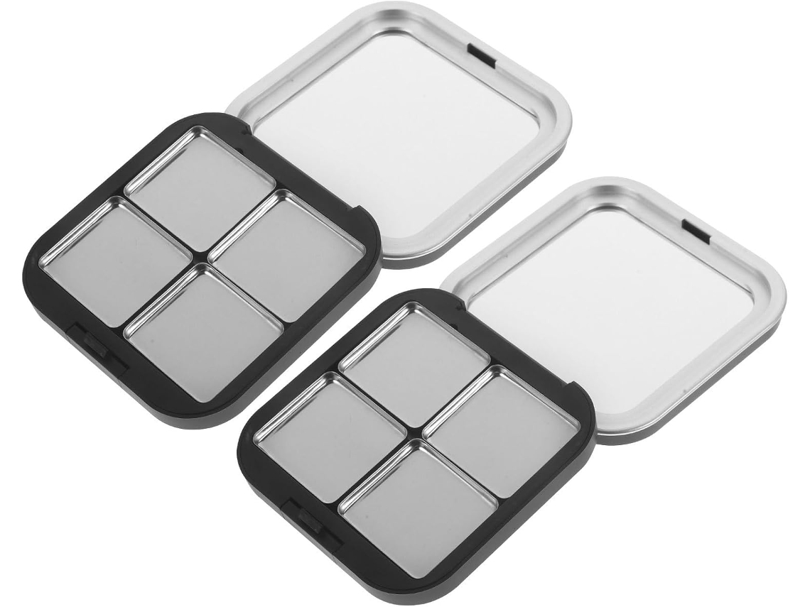 Juego De 2 Paletas De Maquillaje Vacías De Color Negro Mate Con Cierre Magnético Multicompartimento.