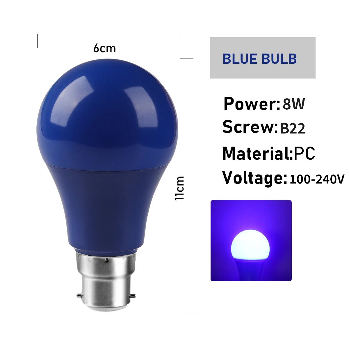 Bombillas Led A Todo Color Para Iluminación De Escenarios (b22 Azul, Paquete De 5), Sin Parpadeo.