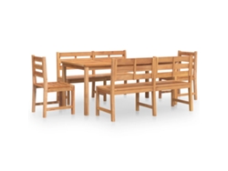 Juego de 5 piezas de comedor de jardín de madera maciza de teca EXCLUSIVA DE LA CASA
