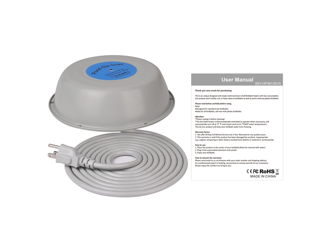 Descongelador De 500 W Para Estanques Y Bebederos De Pájaros Con Control Termostático Automático Para Jardín Y Patio.