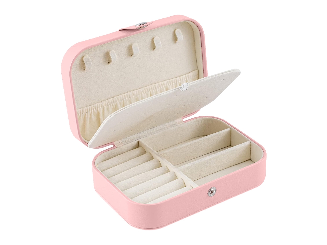 Caja de Organización Joyas Capa Viaje Piel Rosa (18x13x6cm) Kofihety