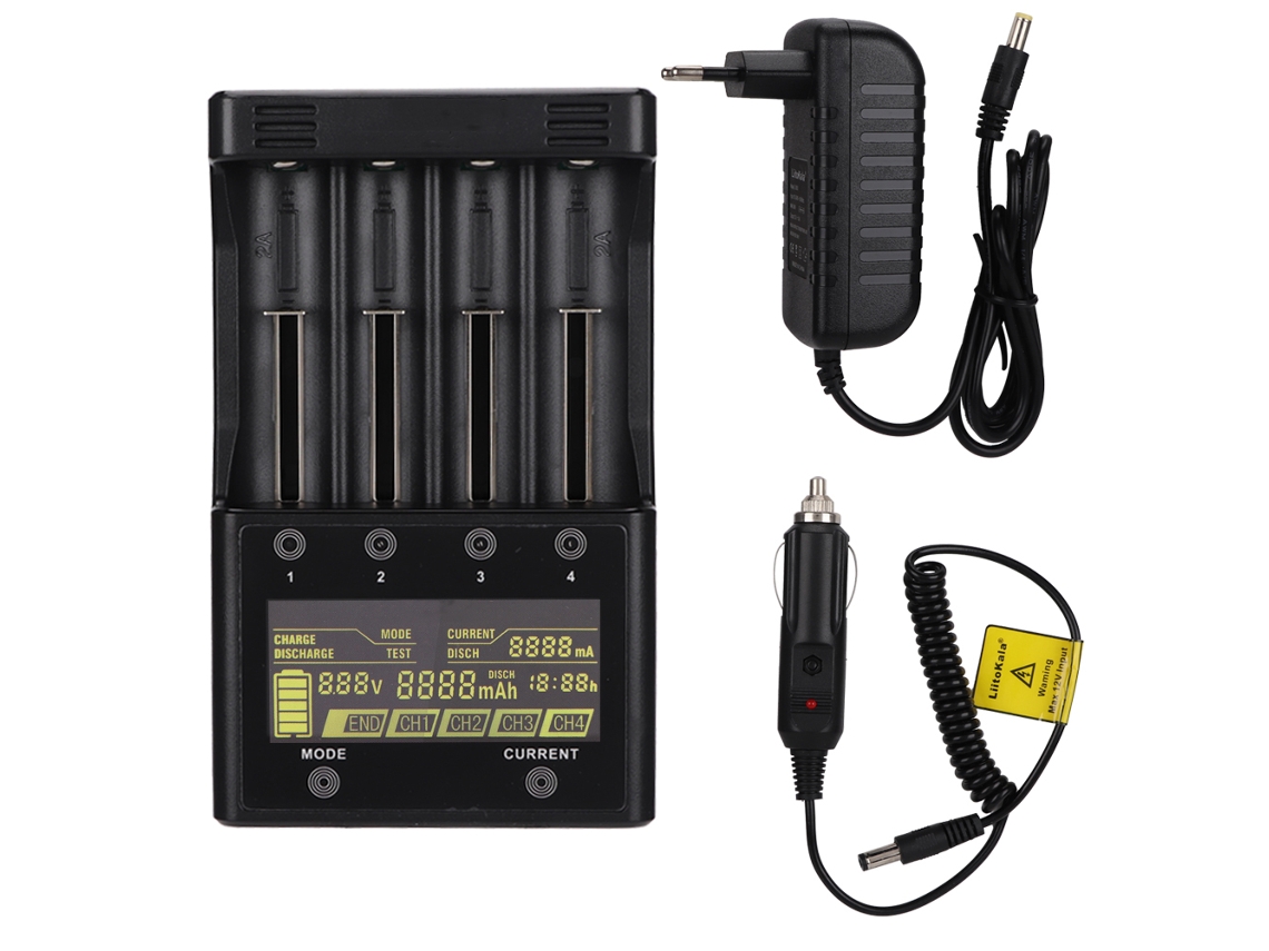 Cargador de baterías Liitokala Lii-500s con 4 ranuras LCD para Lipo Ni Mh 18650 Aa Aaa