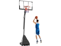 Aro de baloncesto portátil, altura ajustable de 2,45 a 3,05 m, panel trasero irrompible, ajuste de altura mediante manivela.