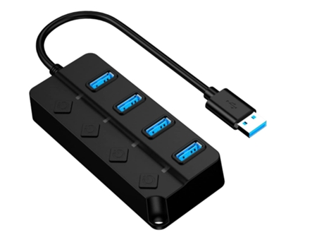 BISBISOUS Cz-01 Hub Usb 3.0 De 4 Puertos Compatible con Computadoras Portátiles Unidades Flash Usb Discos Duros Móviles Negro