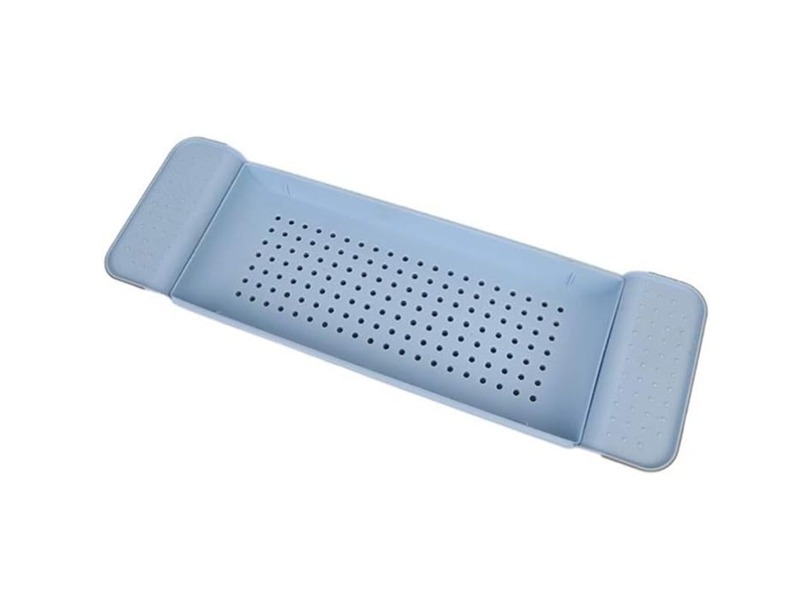 Estante Extensible De Plástico Para Bañera Con Patas Antideslizantes, Accesorio De Baño Azul Cielo.