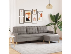 Sofá De 3 Plazas | Sofá De Salón | Sofá De Descanso Con Taburete De Tela Gris Taupe 210 Cm