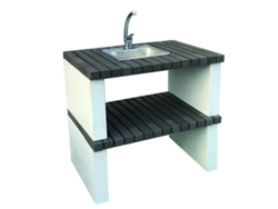 Módulo lavabo CONNECT - Módulo sobre encimera con lavabo, realizado en ladrillo gris y hormigón pintado de blanco - 90x68x87cm NESH