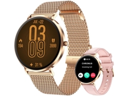 Smartwatch T8Pro 1.32 Amoled Ultrafino Acero Bluetooth Llamada y Monitor de Salud Oro Rosa
