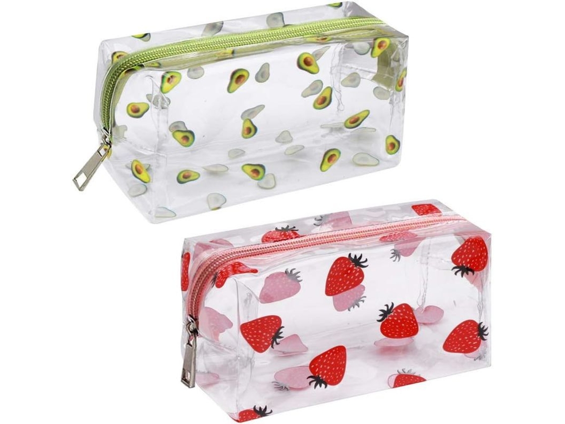 2026rebe-bolsa De Maquillaje Linjou De Pvc Con Patrones De Aguacate Y Fresa, Estuche Transparente Para Viajes