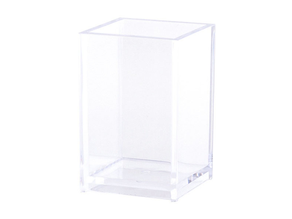 Porta-canetas De Acrílico Transparente Grande Capacidade Organizador De Mesa Retangular Estiloso Simples