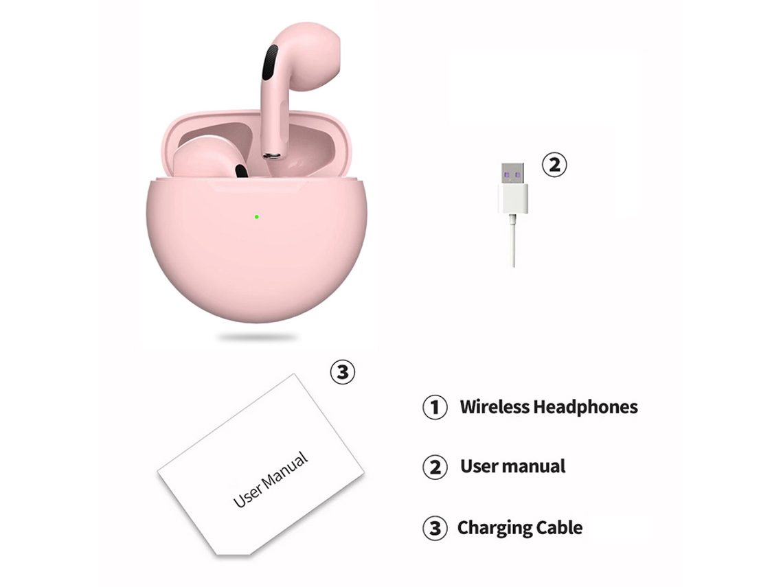 Auriculares Bluetooth (rosas), Con Cancelación De Ruido Táctil, Estilo Semi-intraural.