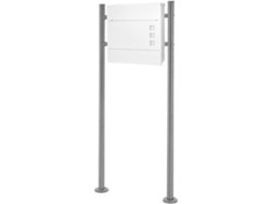Caja de Correo ECD con Compartimiento para Periódicos (Blanco y Gris - 55x120x9 cm)