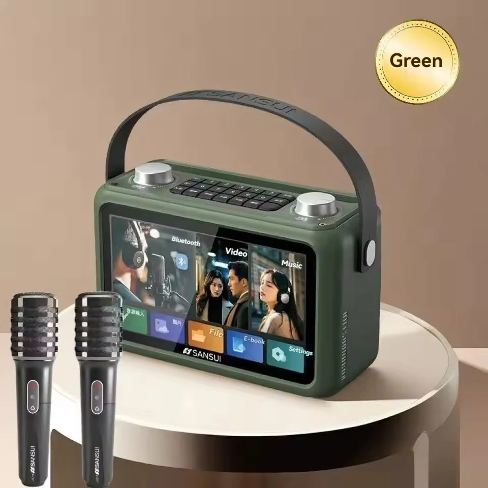 Altavoz Bluetooth Para Karaoke (verde Militar), Compatible Con Tarjeta Tf, Radio Fm Y Entrada Aux.