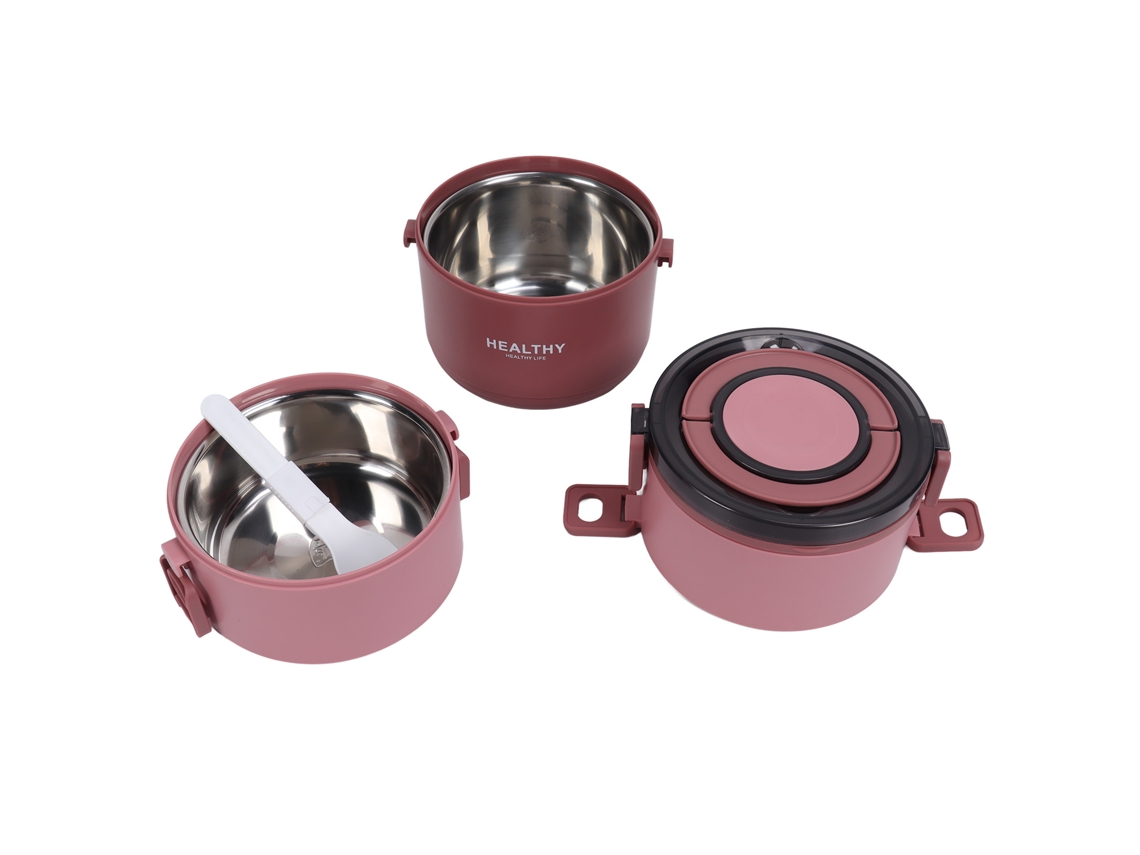 Fiambrera Portátil De Acero Inoxidable 304 Con Aislamiento De 3 Capas, Capacidad De 2200 Ml, Color Rojo.