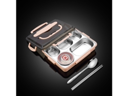 Fiambrera Bento A Prueba De Fugas Para Adultos: Cuatro Compartimentos Grandes, Tazón Para Sopa Y Cubiertos - 1,2 L*