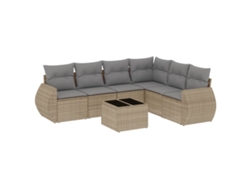 Conjunto de 7 sofás de jardín con cojines de mimbre beige MAISON EXCLUSIVE (7 piezas)
