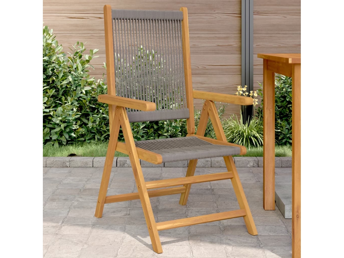 Sillas de jardín (2 piezas), acacia maciza y polipropileno gris, Dkd Home Decor