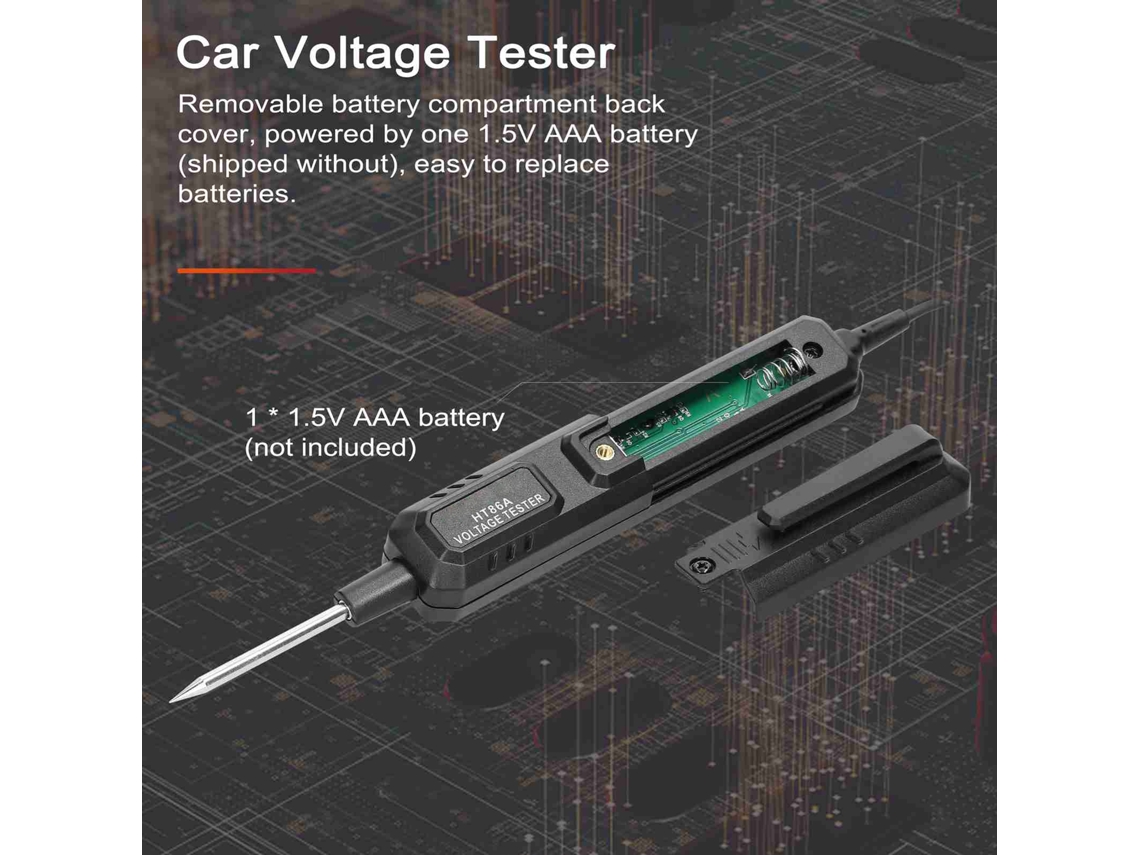 Detector de voltaje para automóvil LCD 0.8-100V con pantalla digital y luz de fondo verde
