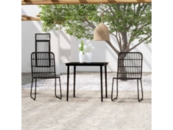3 Piezas Conjunto de Comedor para Jardín en Color Negro