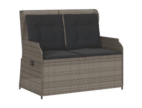Sillón reclinable de jardín VIDAXL con cojines ratán sintético gris