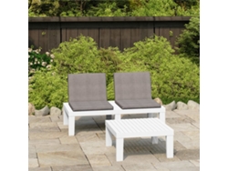 Conjunto de salón de 2 piezas con cojines de plástico blanco Dkd Home Decor