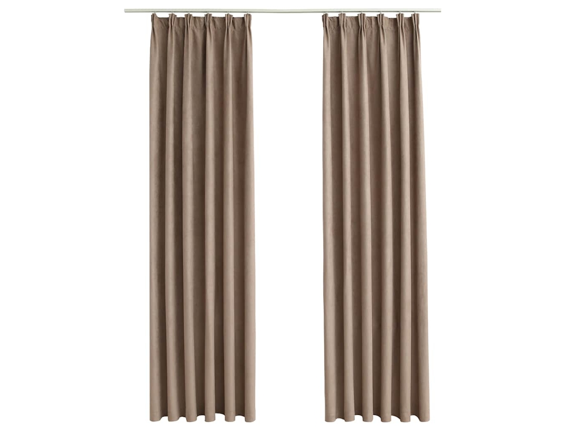 Maison Exclusive - Cortinas Opacas Con Ganchos 2 Piezas Gris Topo 140x225 Cm