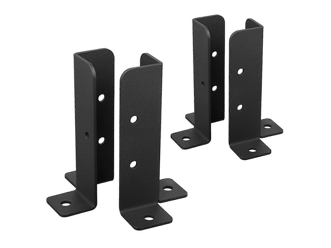 4 Piezas Soportes Ajustables Para Postes De Madera, Bases De Anclaje Para Muros, Terraza Y Patios, Metálico Resistente A La Corrosión Negro