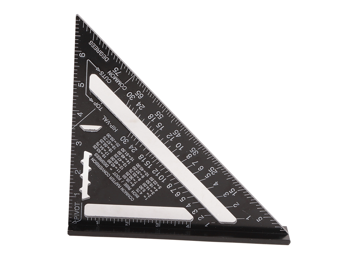 Regla Triangular De Aluminio Negro Para Carpintería, Ángulo Recto De 90°, De 0 A 7 Pulgadas, Transportador.