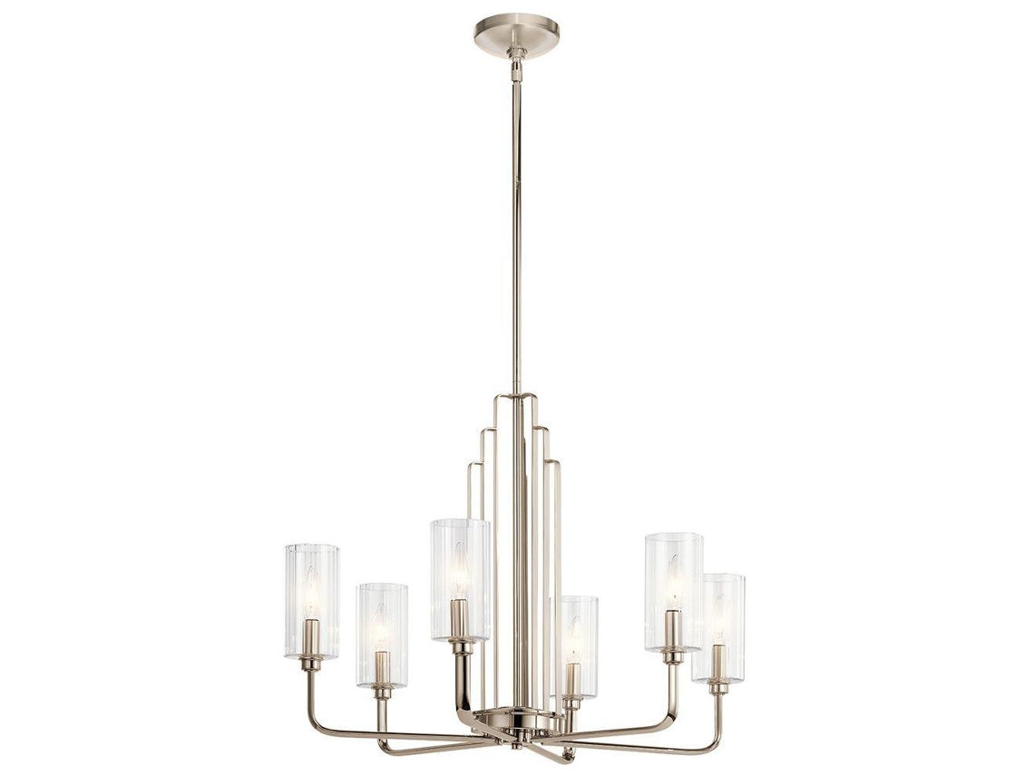 Candelabro KICHLER (Qn-Kimrose6-PN) Kimrose Steel, vidrio transparente E14 6 Bulbos