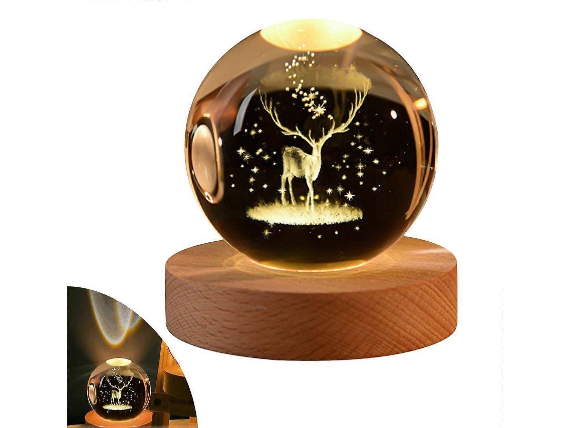 Luz nocturna LED, luz nocturna brillante en forma de bola de cristal, iluminación ambiental 3D. Rosewell
